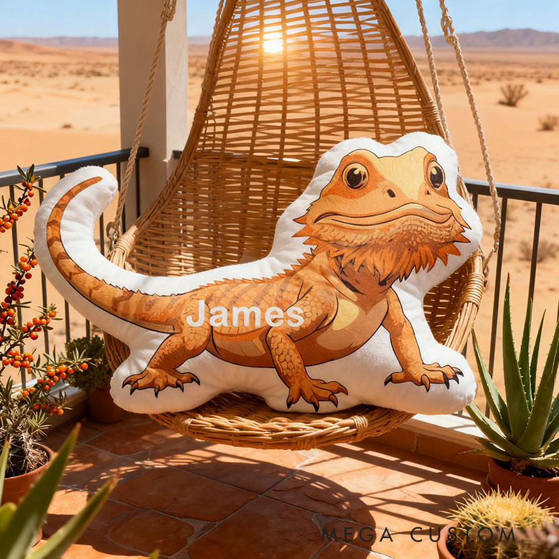Personalized Desert Travel Pillow Graphic 3D Print Lizard and Custom Name Gift for Travel Lovers Travel Souvenirs