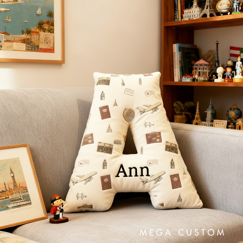 Personalized Travel Letter Pillow Graphic 3D Print Travel Items Pillow for Travel Lovers