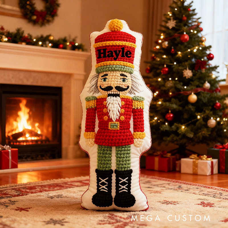 Personalized Knitting Nutcracker Soldier  Pillow Graphic 3D Print Christmas Yarn Style Nutcracker and Custom Name Pillow for Knitting Lovers