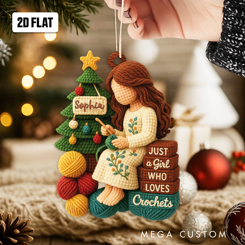 Personalized Crochet 2D Flat Ornament Christmas Tree Ornament Knitting Ornament Crochet Lover Gift for Mom