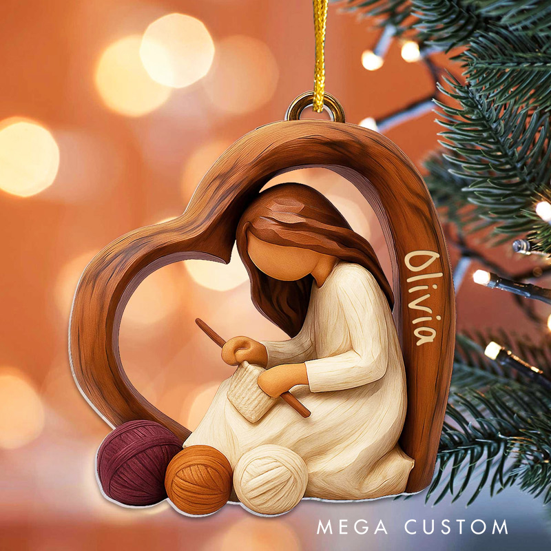 Personalized Crochet Lovers Ornament Just A Girl Who Loves Knitting Christmas Ornament Gift For Crocheters