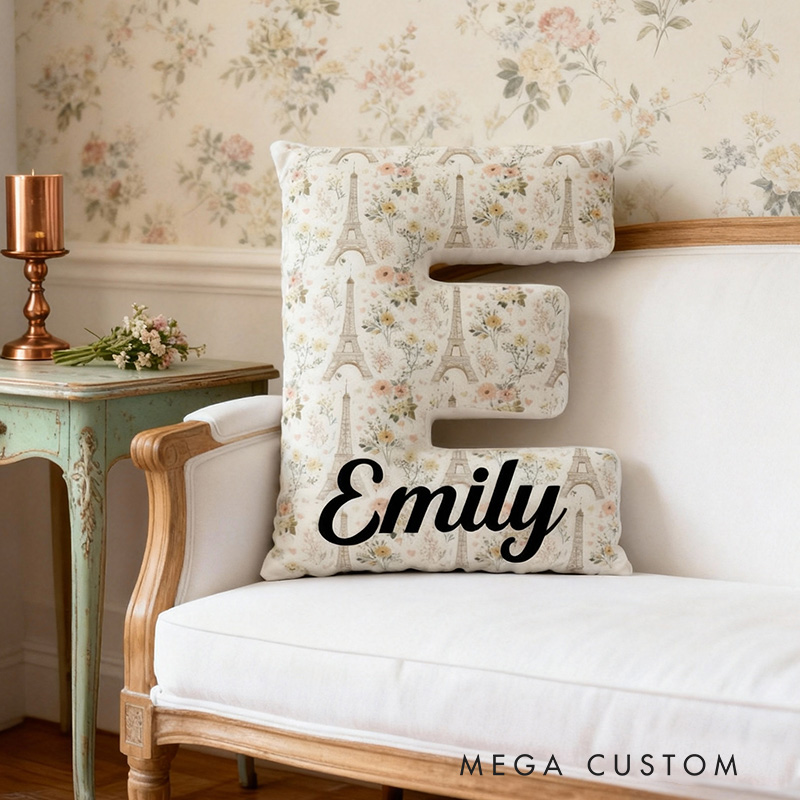 Personalized Flower Tower Pillow Graphic 3D Print Paris Travel Gift for Travel Lovers