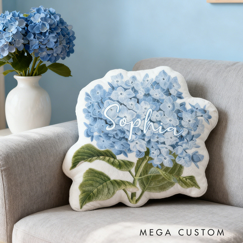 Personalized Hydrangea Pillow Graphic 3D Print Hydrangea and Custom Name Pillow for Gardening Lovers