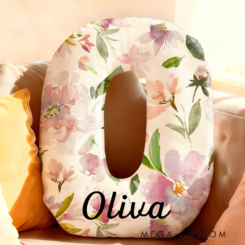 Personalized Flowers Letter Letter Pillow Graphic 3D Print Flowers Custom Name Pillow for Gardening Lovers