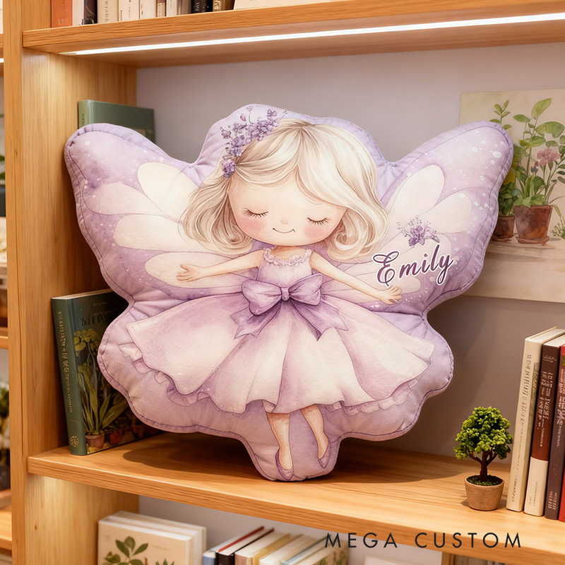 Personalized Garden Fairies Pillow Graphic 3D Print Purple Garden Fairy Custom Name Pillow for Gardening Lovers
