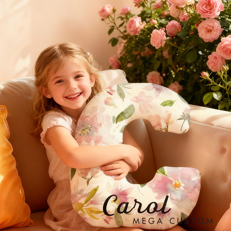 Personalized Flowers Letter Letter Pillow Graphic 3D Print Flowers Custom Name Pillow for Gardening Lovers