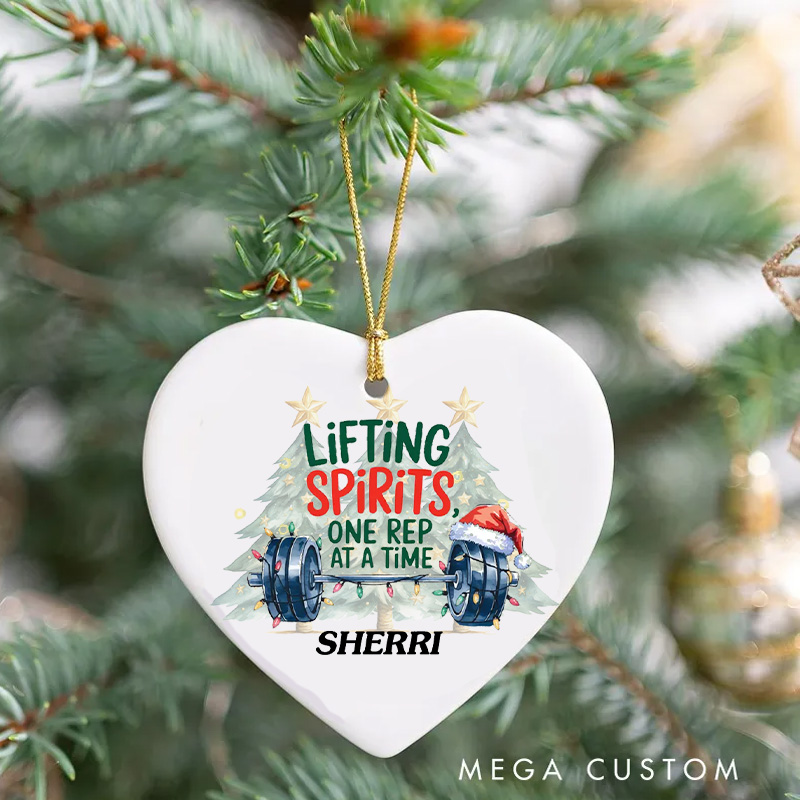 Personalized Weightlifting Ornament Barbell Christmas Gift Custom Crossfit Gym Bodybuilder Fitness First Workout Buddy Merry Fitmas