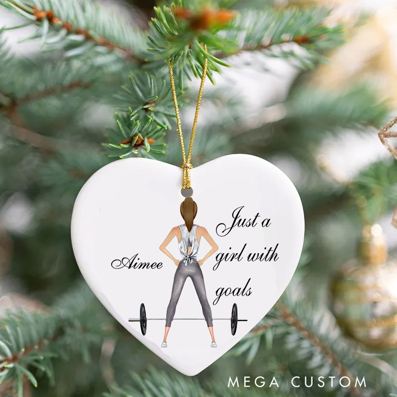 Personalized Workout Ornament with Name Gift for Fitness Lover Gym Best Friend Gift