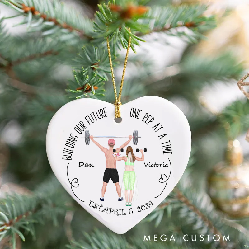 Personalized Gym Wedding Ornament Gym Couple Gift Custom Wedding Ornament for Gym Lovers Fit Couples Gift