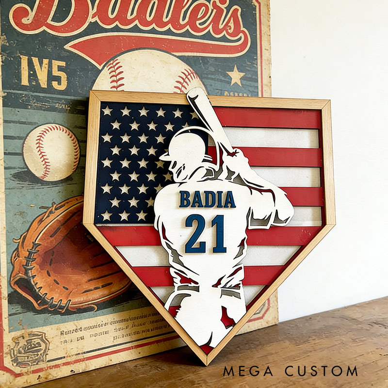 Personalized Baseball Name Sign 3D Baseball Plaque Gift for Baseball Lovers