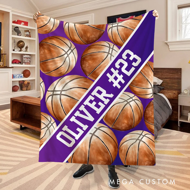 Personalized Sports Soft Throw Blanket Baseball Football Soccer Ball with Text Game Day Birthday Gift for Kids Sports Lovers