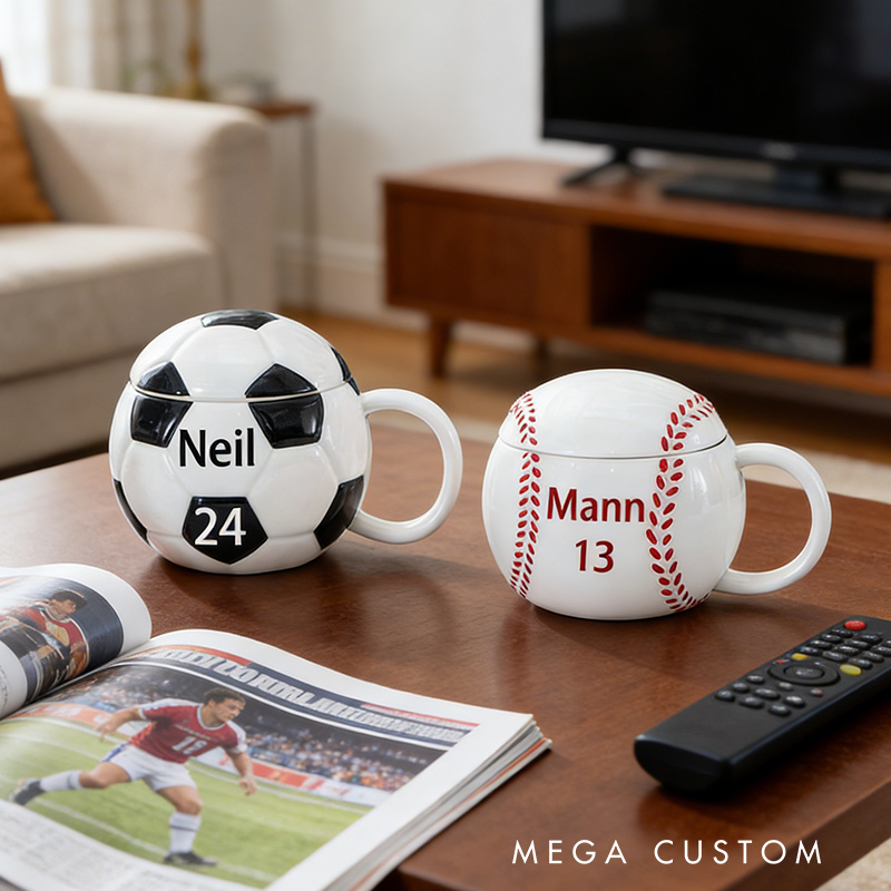 Personalized Soccer Baseball Cups Custom Name and Number Gift for Soccer Baseball Lovers
