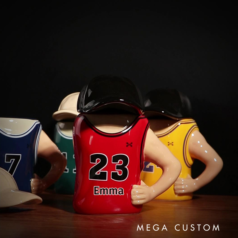 Personalized Jersey Ceramic Mug Basketball Player Jersey Custom Name Gift for Sport Lovers