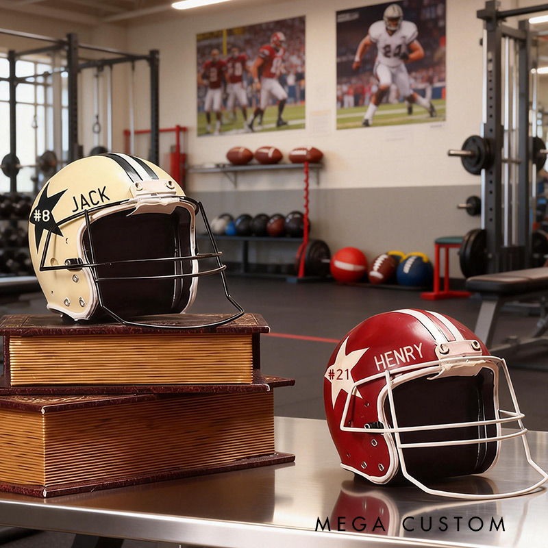 Personalized Football Helmet Display Custom Name and Number Gift for Football Lovers