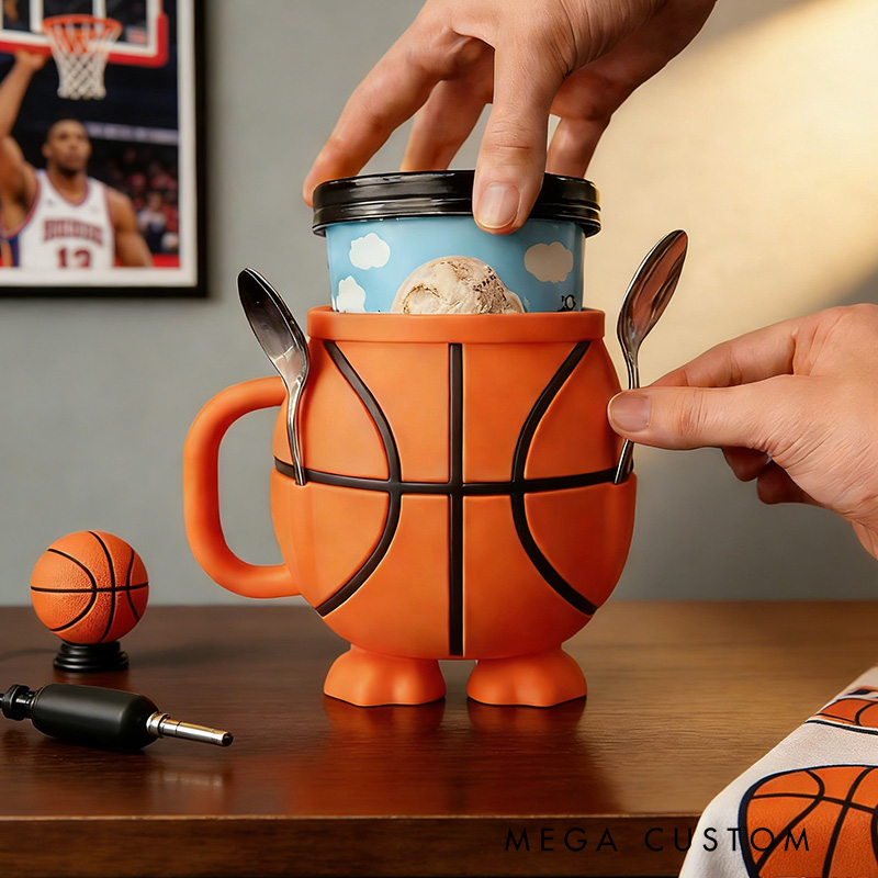 Personalized Basketball Helmet Ice Cream Holder Unique Pint Cup for Basketball Lovers and Ice Cream Fans