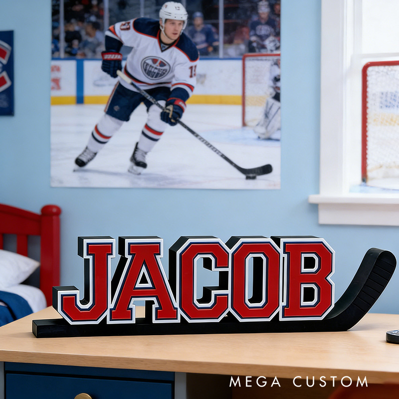 Personalized Ice Hockey Name Sign Featuring Custom Name
