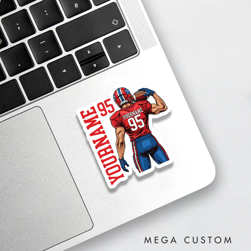 Personalized American Football Sticker with Custom Your Name and Number on the Back