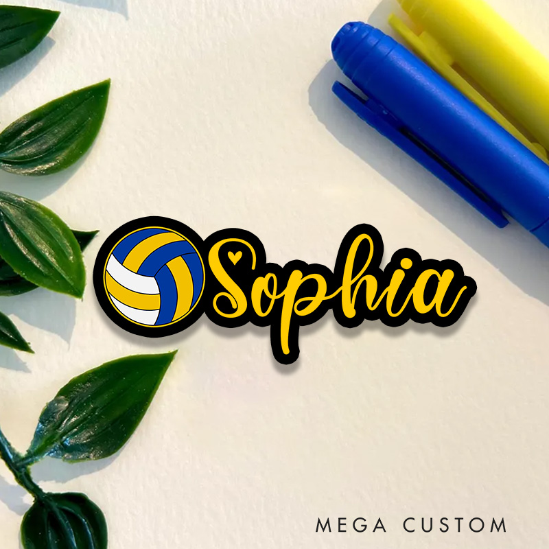 Personalized Volleyball Sticker Custom Name, Gifts For Sport Fan