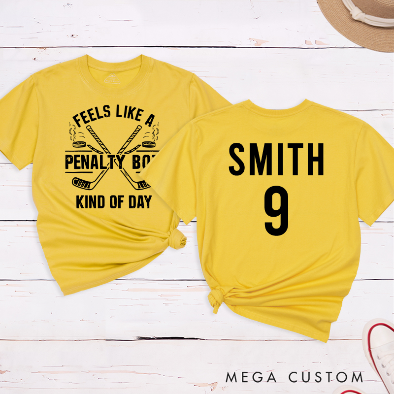 Personalized "Penalty Box Kind of Day" Hockey T-Shirt with Custom Name and Number