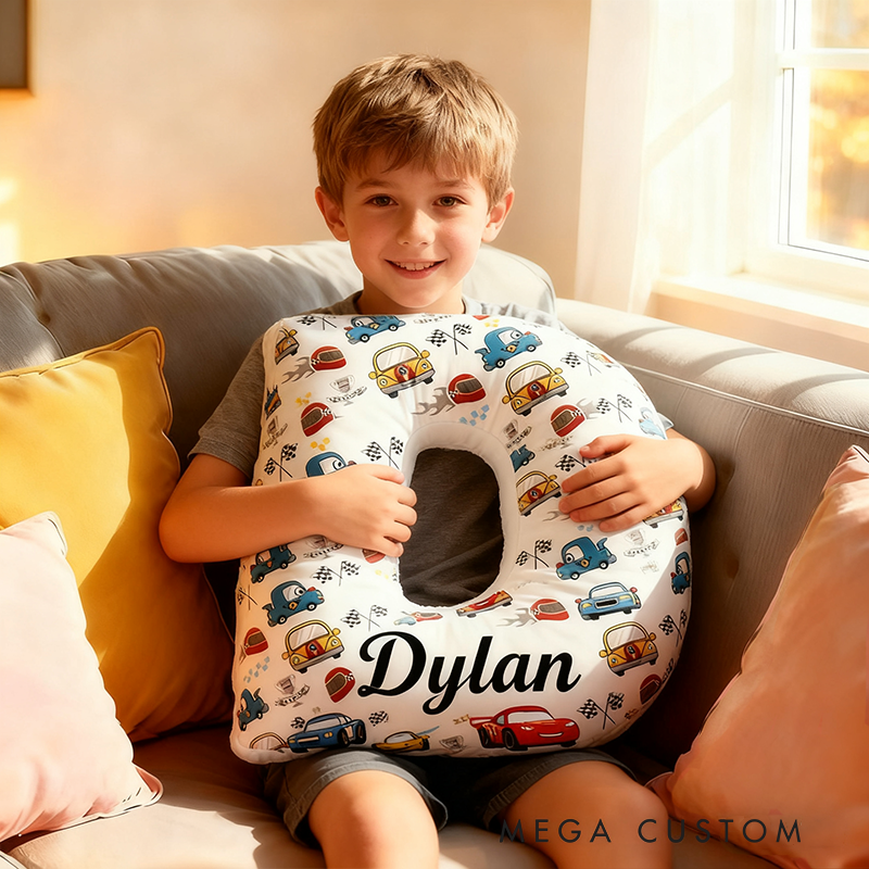 Personalized Racing Car Checkered Flag Pillow Custom Name 3D Graphic Print Cushion Gift for Racers and Racing Lovers