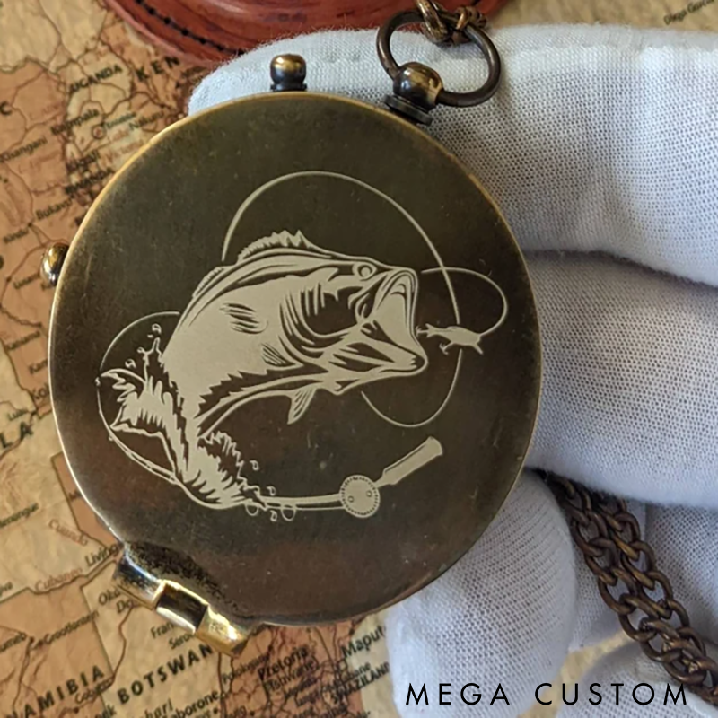 Personalized Fishing Gift Fishing Gifts for Men Engraved Compass Fisherman Gift Fishing Gift Christmas Present for Fisherman