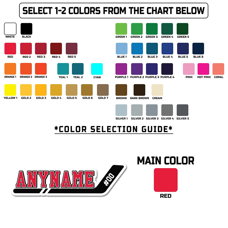 Personalized Hockey Stick Sticker with Custom Name and Jersey Number