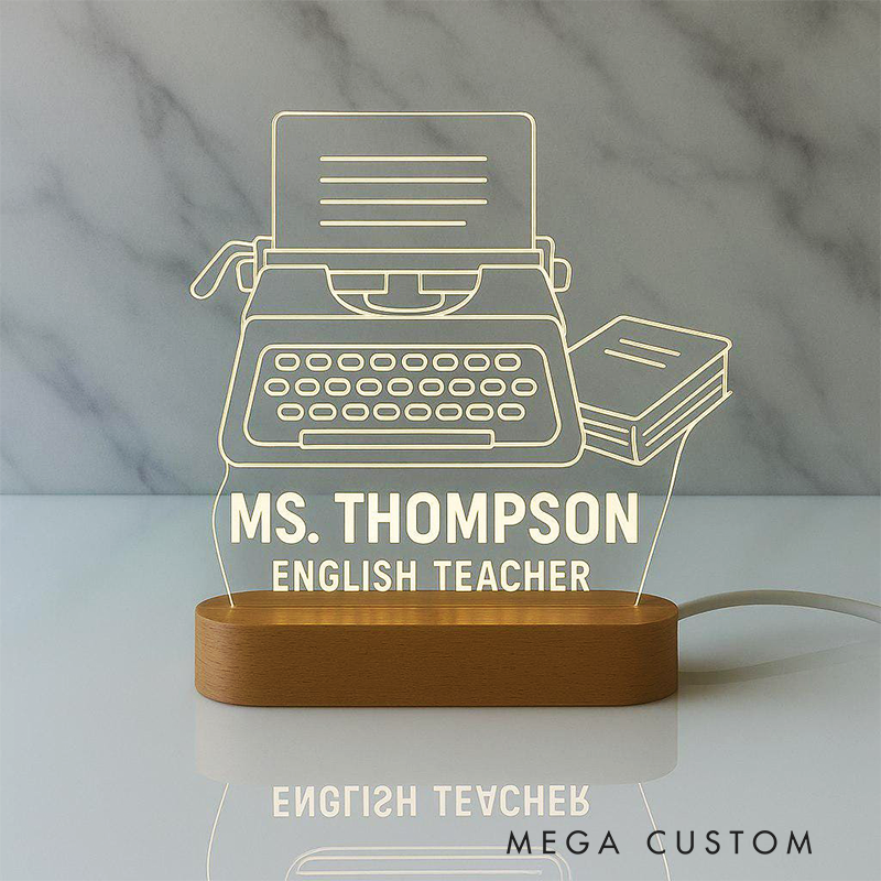 Personalized Teacher LED Desk Lamp Gift for English Teachers