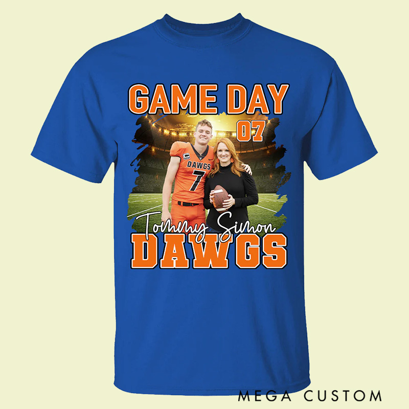 Personalized American Football T-Shirt with Custom Player Photo and Name  