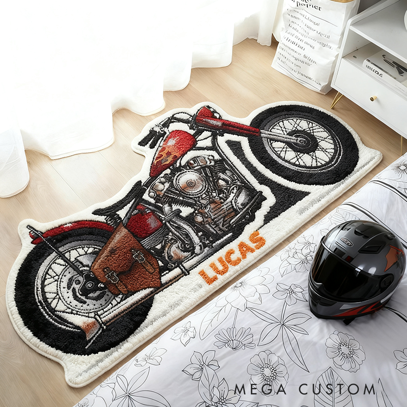 Personalized Motorcycle Doormat with Custom Name Design for Bikers and Motorcycle Fans