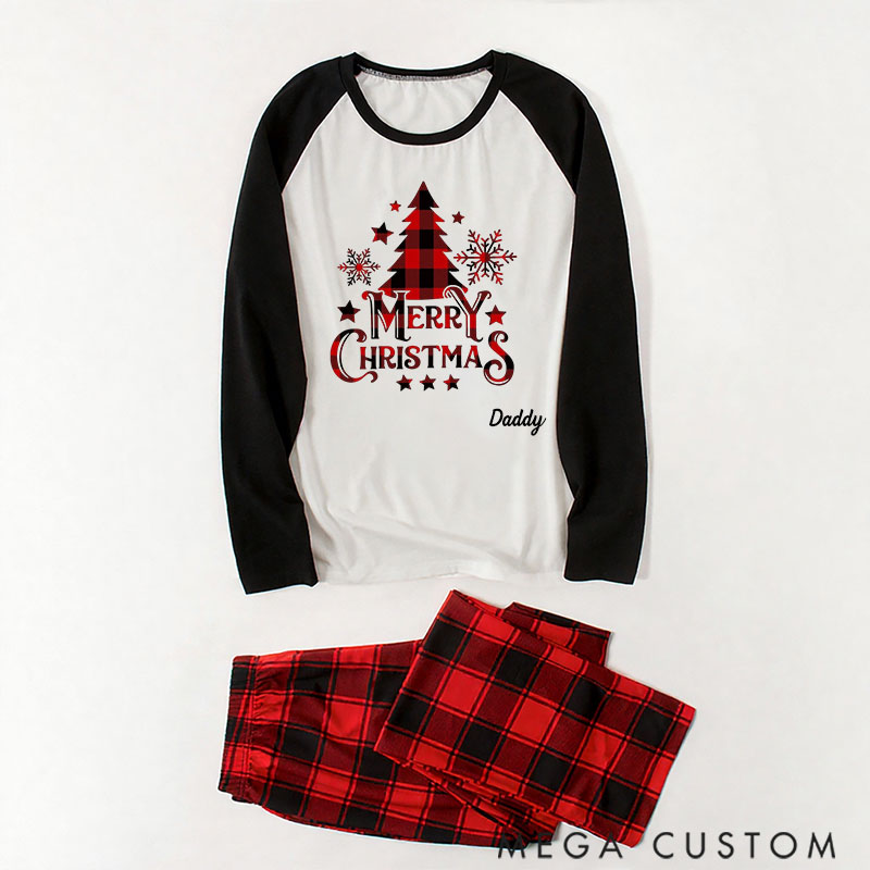 Personalized Christmas Plaid Tree Printed Family Matching Pajamas