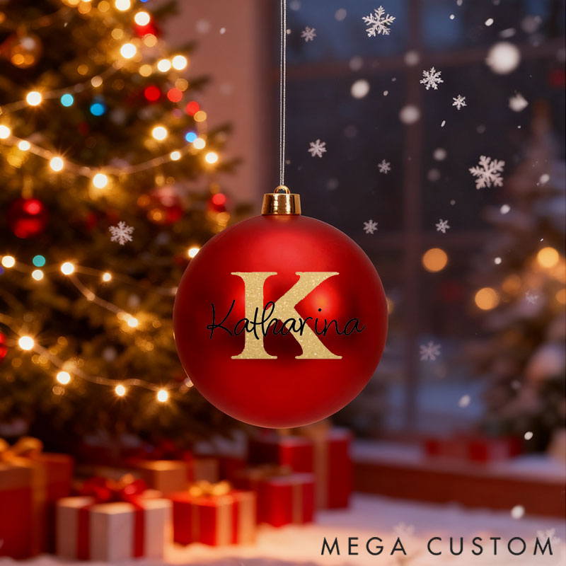 Personalized Stylishly Personalized Christmas Bauble with Initial letter for Family