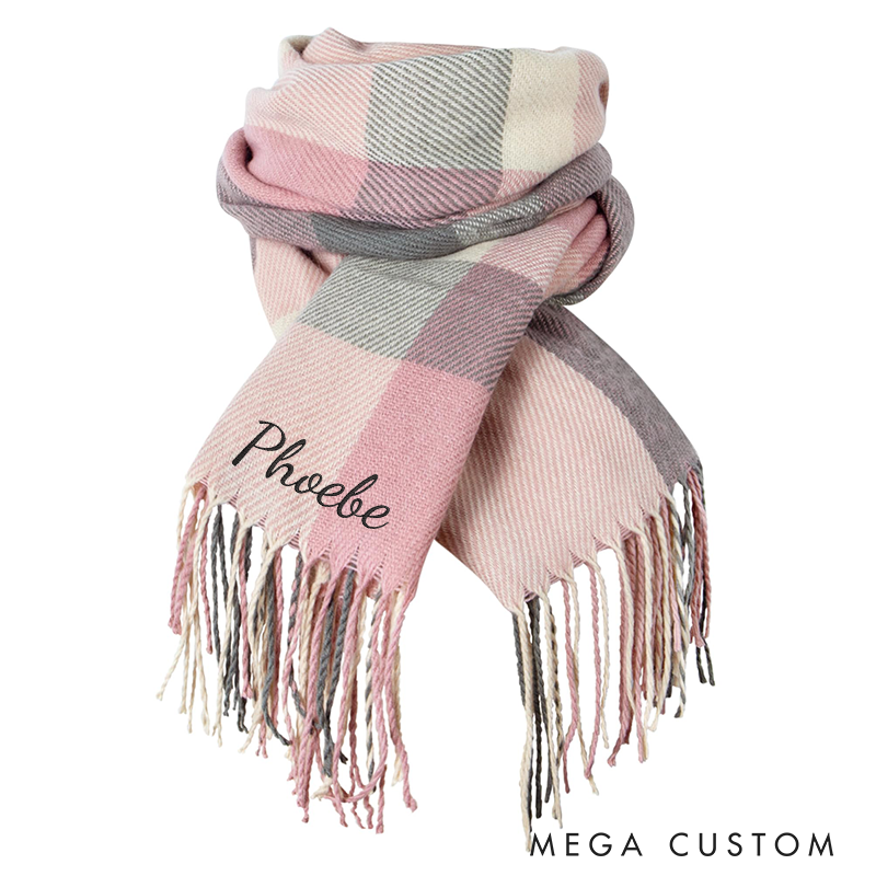 Personalised Name Embroidered Scarf for Men Custom Monogram Scarf Winter Long Scarves Gifts for Boyfriend Dad Husband