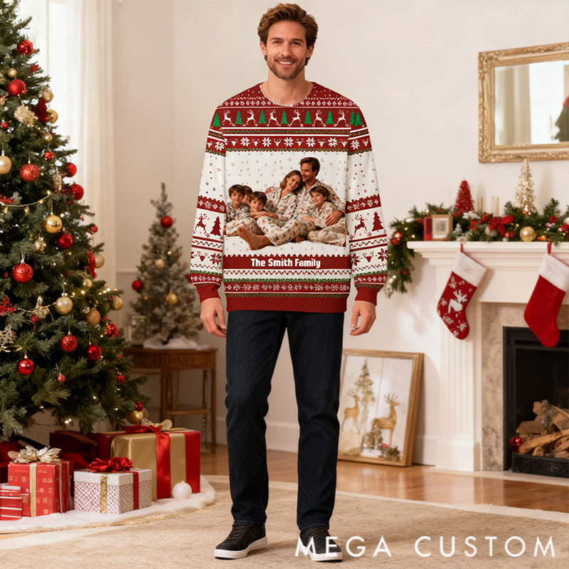 Personalized Ugly Christmas Sweater with Custom Family Photo Annoying Each Other For Many Years Sweater, Funny Anniversary Gift 