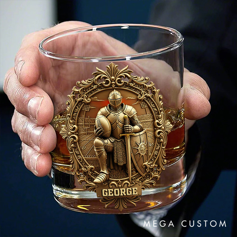 Personalized American Football Whiskey Glass Custom Name Whiskey Glass Engraved Glasses Gift Guitarist Birthday Concert Holiday Gift