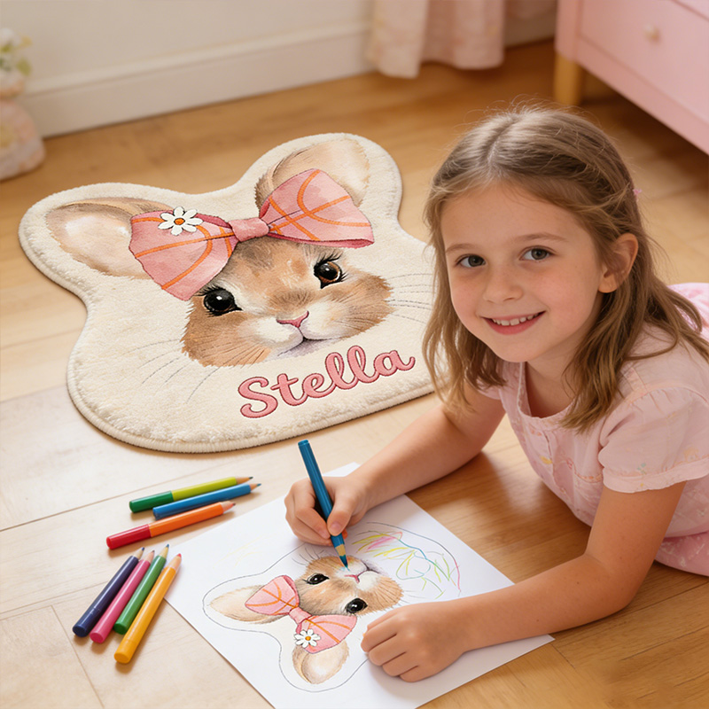 Personalized Bunny Sport-Theme Custom Name Cute Basketball Bow for Kids