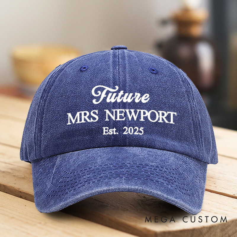 Personalized Future Mrs Embroidered Washed Cotton Baseball Cap