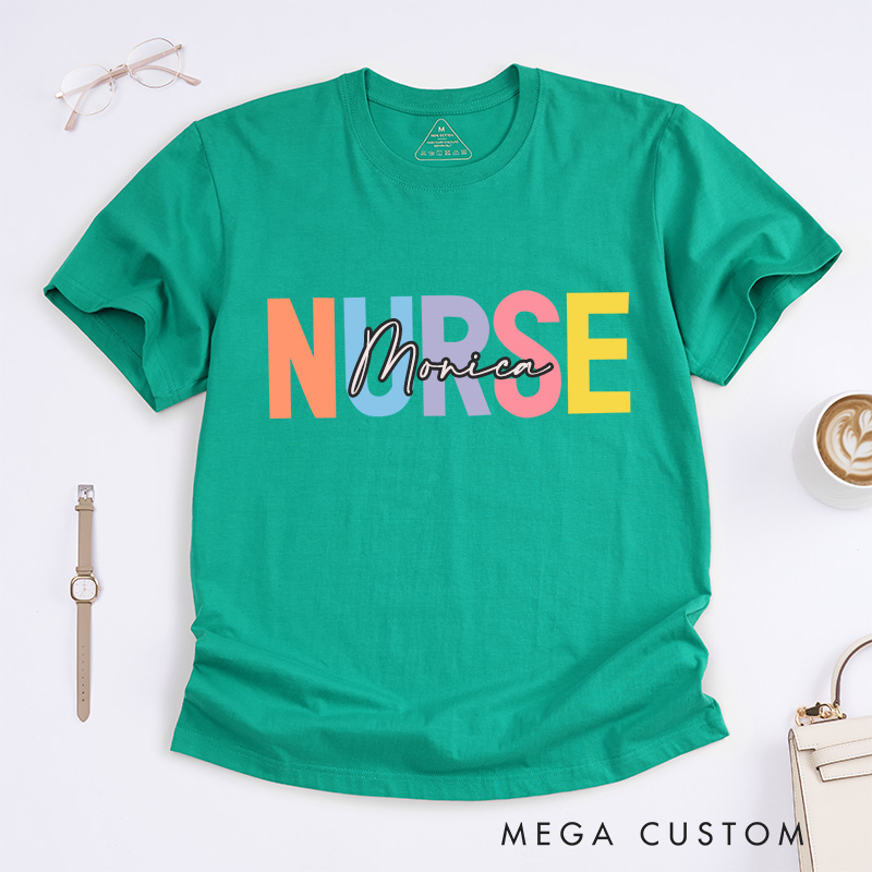 Personalized Nurse T-Shirts Colorful Nurse Pride Fashion Design T-Shirts