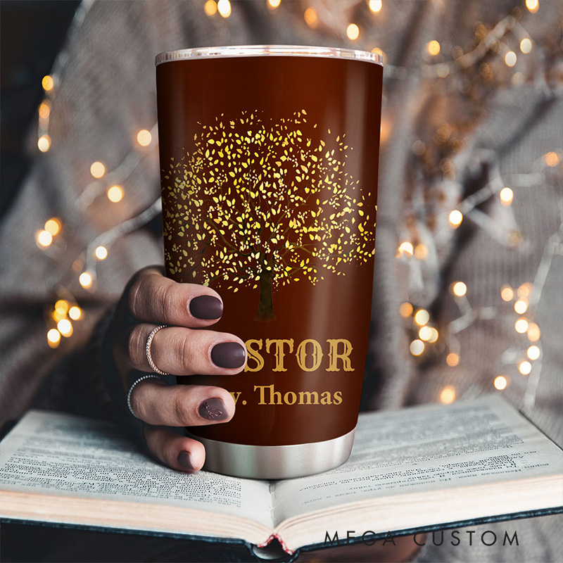 Personalized Thank you Pastor 20oz Stainless Steel Tumbler with Name Religious Gift Appreciation Gift for Christian Pastor