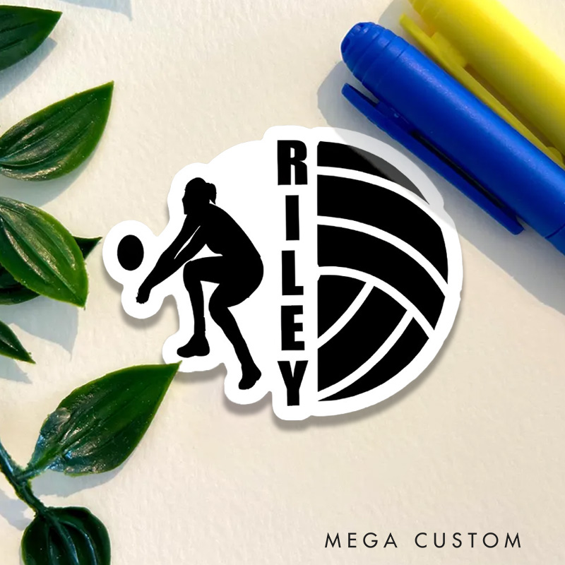 Personalized Volleyball Design Name Sticker with Custom Player Name for Sport Gift