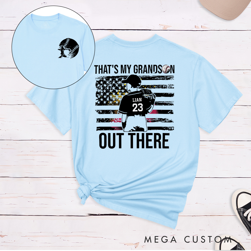 Personalized Baseball T-Shirt with American Flag and Custom Name and Number Design 