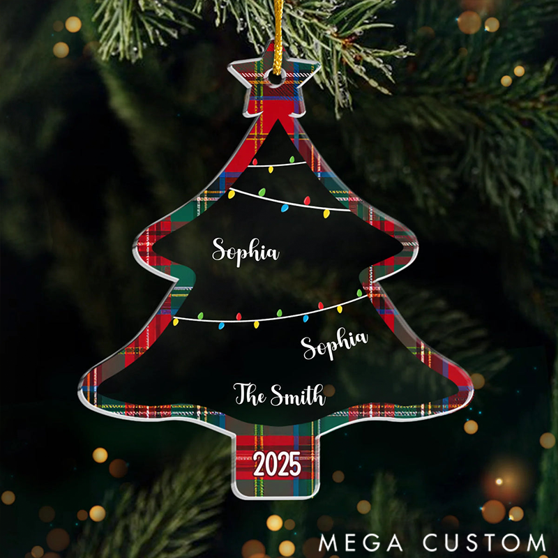 Personalized Family Roots Festive Fruits Christmas Acrylic Ornament Gifts for Mom Dad Kids