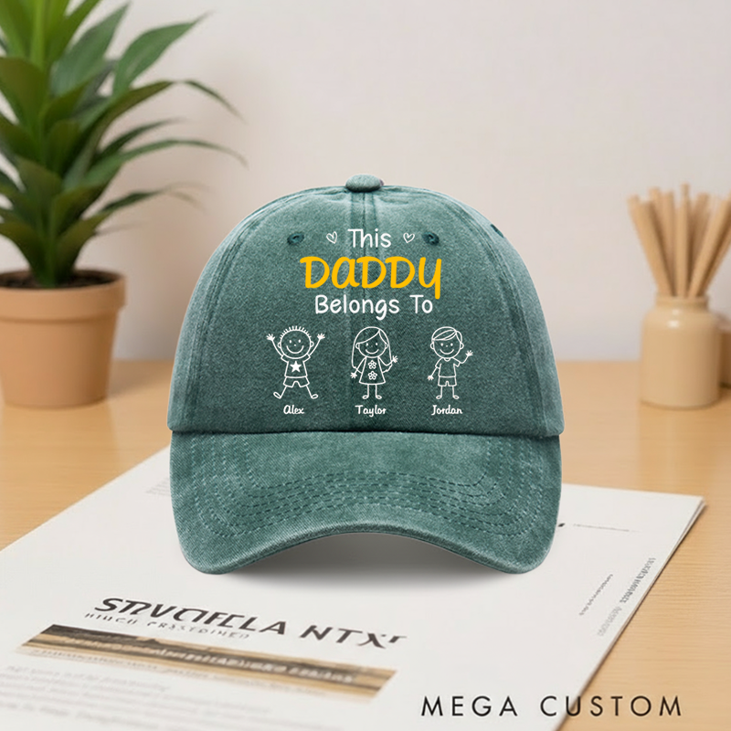 Personalized My Crew Makes Me Smile Vintage Washed Denim Baseball Cap Gifts for Dad Grandpa