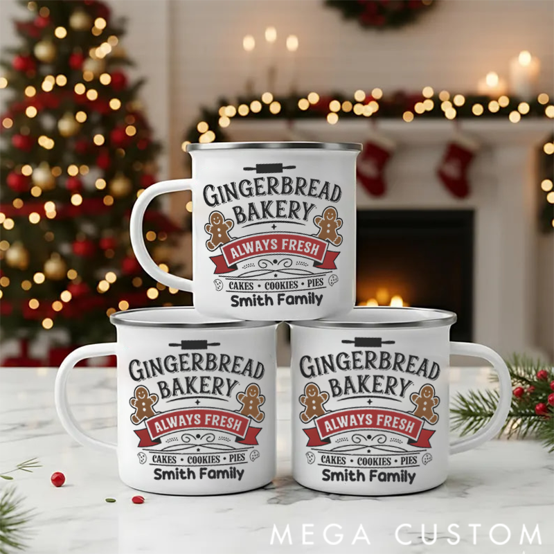 Personalized Family Christmas Enamel Mug Heartwarming Holiday Surprise