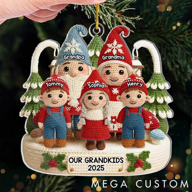 Personalized Together We Celebrate Christmas Joy Crochet Gnome Acrylic Ornament