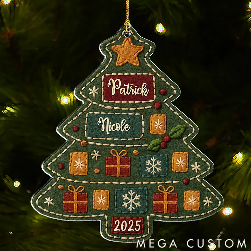 Personalized Names of Joy Tree Acrylic Ornament Gifts for Family