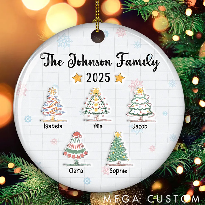 Personalized Love the Way Draw Family Love 3D Inflated Effect Ceramic Ornament