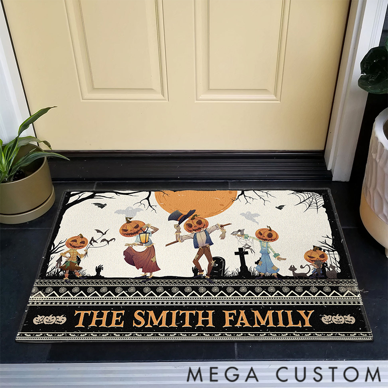 Personalized Pumpkin Family Doormat Gift for Family Members