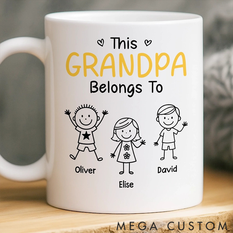 Personalized this Grandpa Belongs to Kids Mug Gifts for Dad Grandpa