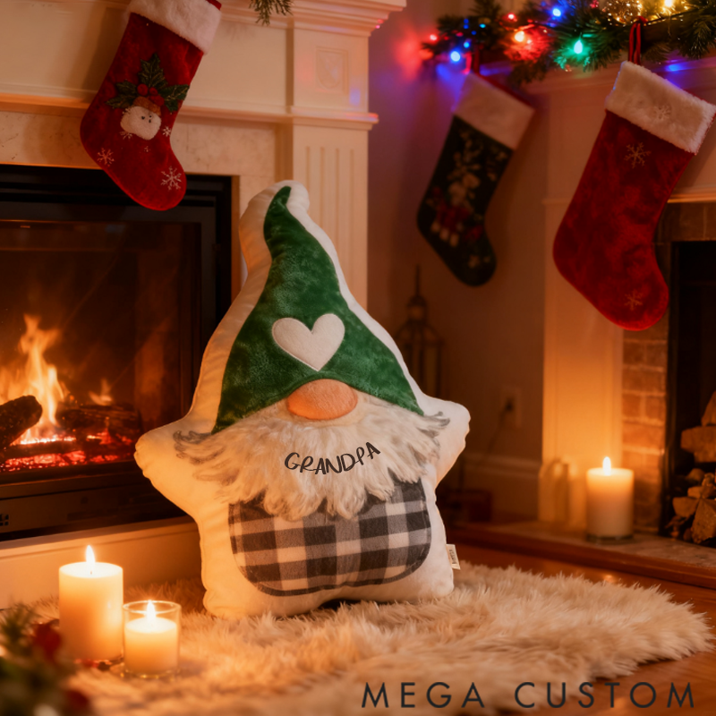 Personalised Gnome Family Shaped Pillow Christmas Gift for Family 3D Printed Design