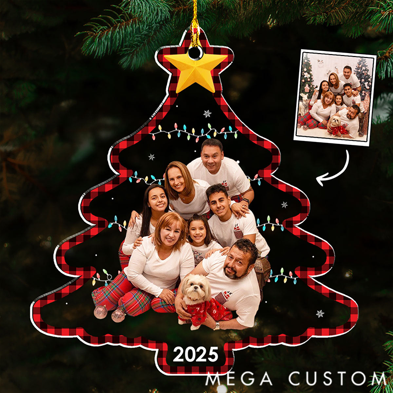 Personalized Family Photo Holiday Tree Acrylic Ornament Christmas Gift for Family